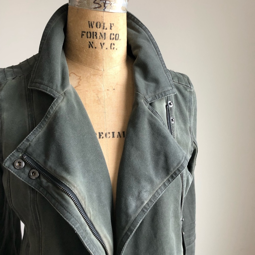 Marrakech Army Green Military Inspired Biker Jacket - Picture 2 of 9